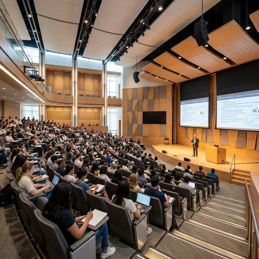 Students attending a session in the college auditorium
